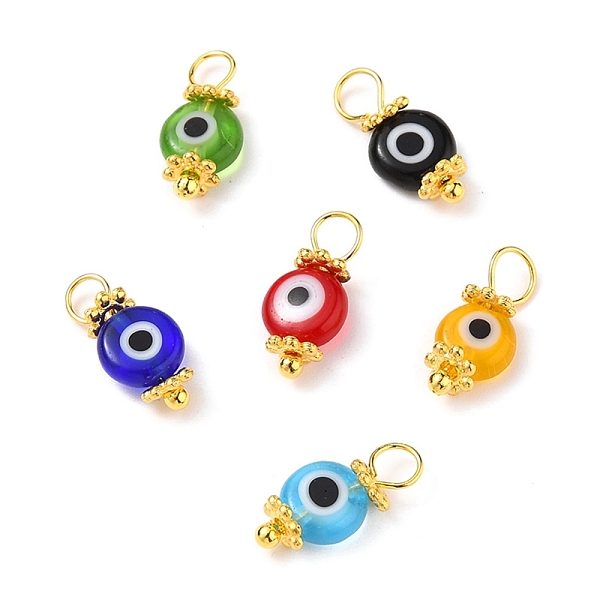 PandaHall Handmade Evil Eye Lampwork Charms, with Brass Eye Pin and Tibetan Style Alloy Spacer Beads, Flat Round, Mixed Color, 13x6x2.5mm..., Multicolor
PandaHall Handmade Evil Eye Lampwork Charms, with Brass Eye Pin and Tibetan Style Alloy Spacer Beads, Flat Round, Mixed Color, 13x6x2.5mm..., Multicolor