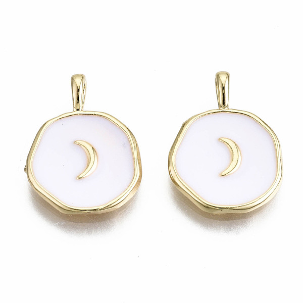 PandaHall Brass Enamel Pendants, Real 18K Gold Plated, Nickel Free, Flat Round with Moon, White, 17.5x13x3mm, Hole: 3x2mm Brass+Enamel Flat...
PandaHall Brass Enamel Pendants, Real 18K Gold Plated, Nickel Free, Flat Round with Moon, White, 17.5x13x3mm, Hole: 3x2mm Brass+Enamel Flat...