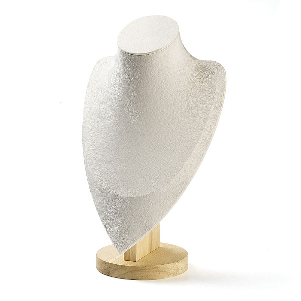 PandaHall Microfiber Necklace Display Stands, Desktio Bust Shaped Necklace Holder with Wood Base, White, 16x10.5x25cm Cloth White
PandaHall Microfiber Necklace Display Stands, Desktio Bust Shaped Necklace Holder with Wood Base, White, 16x10.5x25cm Cloth White
