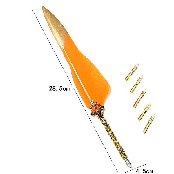 PandaHall Feather Dipped Pen, with Alloy Pen Tip & Replacement Tips, for Teacher's Day, Dark Orange, 285x45mm Feather Feather
PandaHall Feather Dipped Pen, with Alloy Pen Tip & Replacement Tips, for Teacher's Day, Dark Orange, 285x45mm Feather Feather
