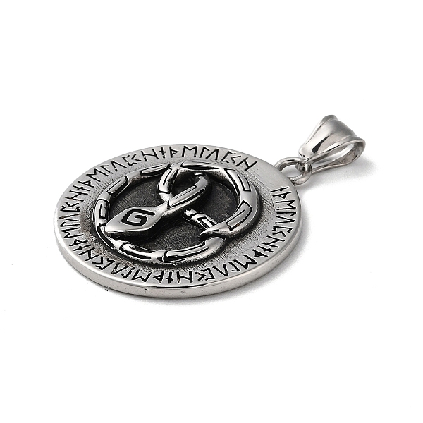PandaHall Viking Runes 304 Stainless Steel Pendants, Flat Round with Snake Charm, Antique Silver, 40x35x4mm, Hole: 9x4mm 304 Stainless Steel...
PandaHall Viking Runes 304 Stainless Steel Pendants, Flat Round with Snake Charm, Antique Silver, 40x35x4mm, Hole: 9x4mm 304 Stainless Steel...