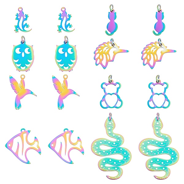 PandaHall DICOSMETIC 16Pcs 8 Style Ion Plating(IP) 201 Stainless Steel Pendants, with Jump Rings, Rainbow Color, 16~40x8~25x1mm, Jump Ring...
PandaHall DICOSMETIC 16Pcs 8 Style Ion Plating(IP) 201 Stainless Steel Pendants, with Jump Rings, Rainbow Color, 16~40x8~25x1mm, Jump Ring...