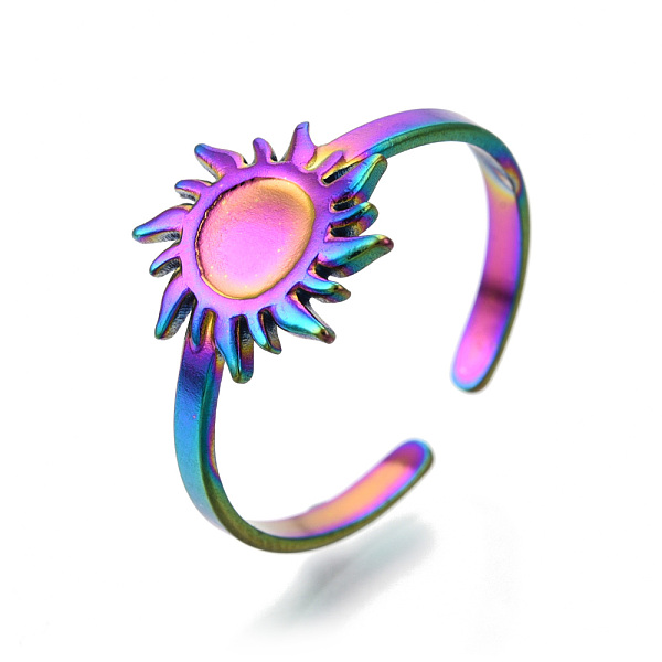 PandaHall 304 Stainless Steel Sun Cuff Rings, Open Rings for Women Girls, Rainbow Color, US Size 7(17.9mm) 304 Stainless Steel
PandaHall 304 Stainless Steel Sun Cuff Rings, Open Rings for Women Girls, Rainbow Color, US Size 7(17.9mm) 304 Stainless Steel