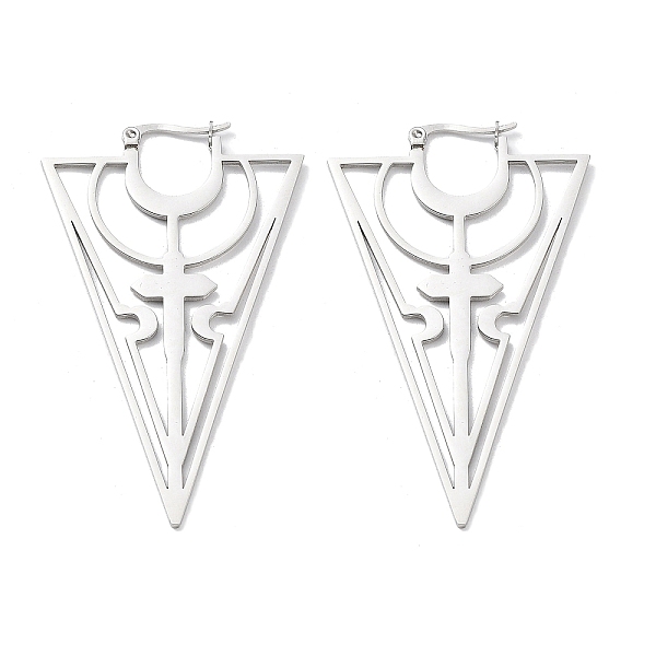 PandaHall 304 Stainless Steel Hollow Triangle with Cross Hoop Earrings for Women, Stainless Steel Color, 66x38x1~2mm 304 Stainless Steel...
PandaHall 304 Stainless Steel Hollow Triangle with Cross Hoop Earrings for Women, Stainless Steel Color, 66x38x1~2mm 304 Stainless Steel...
