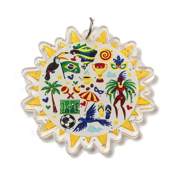 PandaHall Printed Acrylic Pendants, with Iron Jump Ring, Sun, 39x38x2.5mm, Hole: 5.5mm Iron+Acrylic Sun Gold
PandaHall Printed Acrylic Pendants, with Iron Jump Ring, Sun, 39x38x2.5mm, Hole: 5.5mm Iron+Acrylic Sun Gold