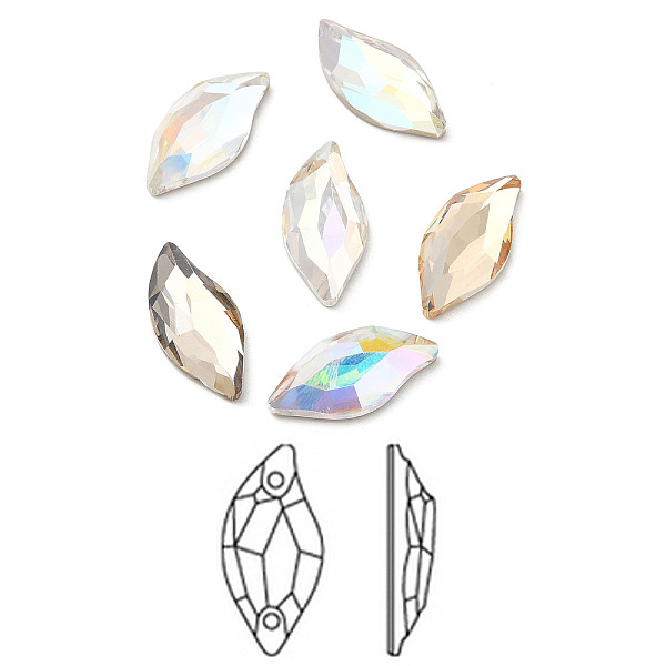 PandaHall K9 Glass Rhinestone Cabochons, Flat Back & Back Plated, Faceted, Leaf, Mixed Color, 20x9.5x4.5mm Glass Rhinestone Leaf Multicolor
PandaHall K9 Glass Rhinestone Cabochons, Flat Back & Back Plated, Faceted, Leaf, Mixed Color, 20x9.5x4.5mm Glass Rhinestone Leaf Multicolor