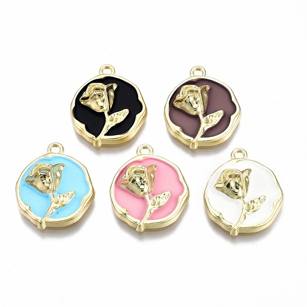 PandaHall Rack Plating Alloy Enamel Pendants, Cadmium Free & Lead Free, Light Gold, Flat Round with Rose, Mixed Color, 21.5x18.5x5.5mm, Hole..., Multicolor
PandaHall Rack Plating Alloy Enamel Pendants, Cadmium Free & Lead Free, Light Gold, Flat Round with Rose, Mixed Color, 21.5x18.5x5.5mm, Hole..., Multicolor