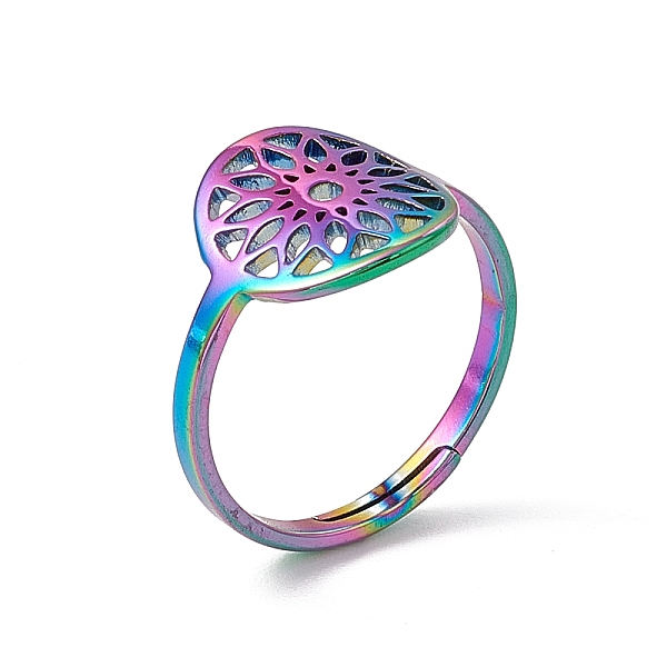 PandaHall Ion Plating(IP) 201 Stainless Steel Flower Adjustable Ring for Women, Rainbow Color, US Size 6(16.5mm) 201 Stainless Steel
PandaHall Ion Plating(IP) 201 Stainless Steel Flower Adjustable Ring for Women, Rainbow Color, US Size 6(16.5mm) 201 Stainless Steel