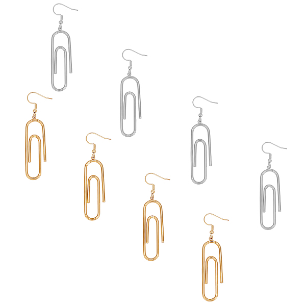 PandaHall Unicraftale 304 Stainless Steel Dangle Earring, Paper Clip, Platinum & Golden, 45x13.5x1.5mm, 2 colors, 2pairs/color, 4pairs/box...
PandaHall Unicraftale 304 Stainless Steel Dangle Earring, Paper Clip, Platinum & Golden, 45x13.5x1.5mm, 2 colors, 2pairs/color, 4pairs/box...
