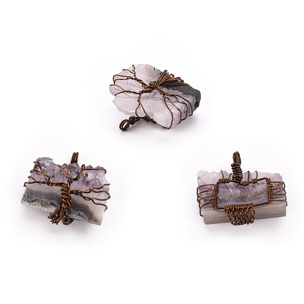 PandaHall Natural Amethyst Pendants, Wire Wrapped Pendants, with Red Copper Brass Wires, Rectangle with Tree, 30~40x32~43x13.5~16mm, Hole...
PandaHall Natural Amethyst Pendants, Wire Wrapped Pendants, with Red Copper Brass Wires, Rectangle with Tree, 30~40x32~43x13.5~16mm, Hole...