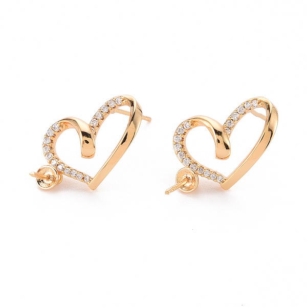 PandaHall Brass Micro Pave Clear Cubic Zirconia Earring Findings, for Half Drilled Beads, Nickel Free, Heart, Real 18K Gold Plated, 25x13mm...
PandaHall Brass Micro Pave Clear Cubic Zirconia Earring Findings, for Half Drilled Beads, Nickel Free, Heart, Real 18K Gold Plated, 25x13mm...