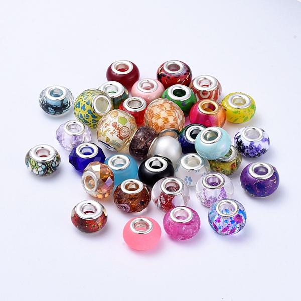 PandaHall Glass & Resin European Beads, Large Hole Beads, with Silver Color Brass Core, Rondelle, Mixed Color, 13.5~15.5x8.5~15.5mm, Hole..., Multicolor
PandaHall Glass & Resin European Beads, Large Hole Beads, with Silver Color Brass Core, Rondelle, Mixed Color, 13.5~15.5x8.5~15.5mm, Hole..., Multicolor