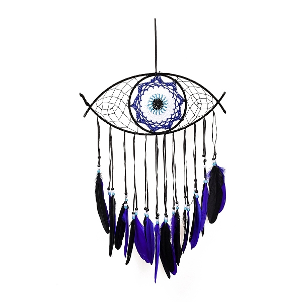 PandaHall Iron Woven Web/Net with Feather Pendant Decorations, with Wood and Plastic Beads, Covered with Lint and Cotton Cord, Evil Eye..., Black
PandaHall Iron Woven Web/Net with Feather Pendant Decorations, with Wood and Plastic Beads, Covered with Lint and Cotton Cord, Evil Eye..., Black