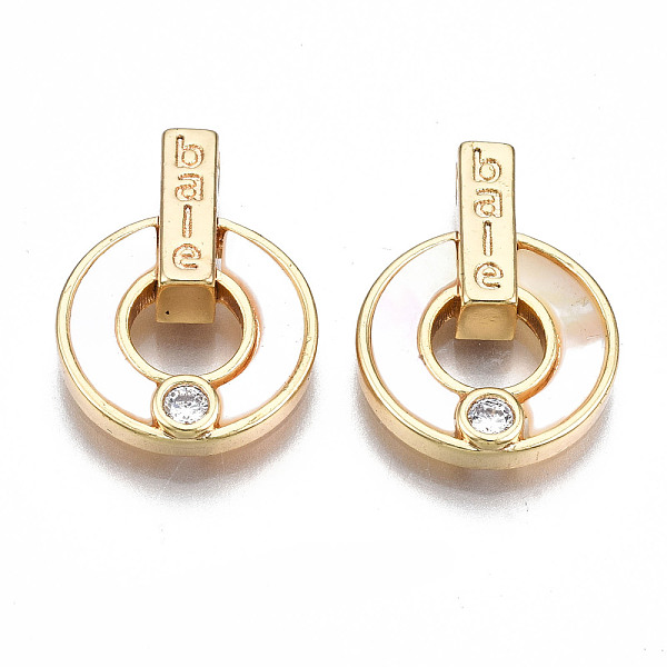PandaHall Brass Micro Pave Clear Cubic Zirconia Pendants, with Natural Shell, Nickel Free, Ring with Bale, Real 18K Gold Plated...
PandaHall Brass Micro Pave Clear Cubic Zirconia Pendants, with Natural Shell, Nickel Free, Ring with Bale, Real 18K Gold Plated...