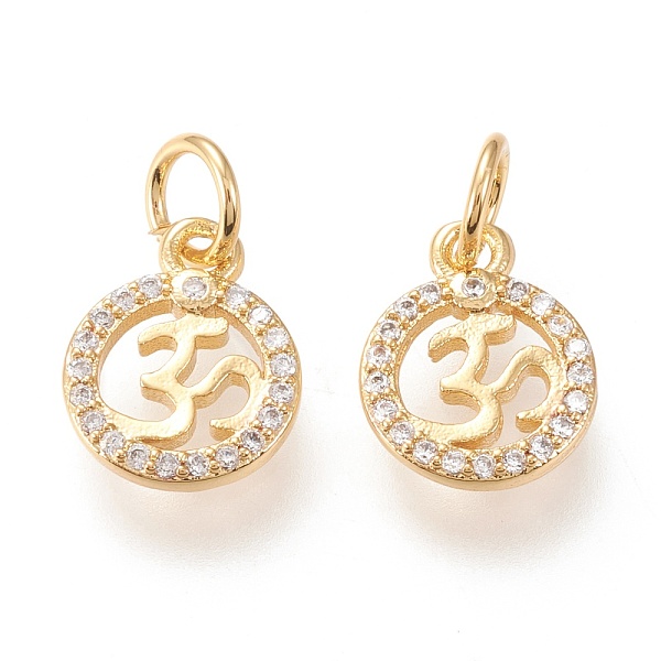 PandaHall Brass Micro Pave Clear Cubic Zirconia Charms, with Jump Rings, Long-Lasting Plated, Flat Round with Aum/Om Symbol, Yoga Theme...
PandaHall Brass Micro Pave Clear Cubic Zirconia Charms, with Jump Rings, Long-Lasting Plated, Flat Round with Aum/Om Symbol, Yoga Theme...