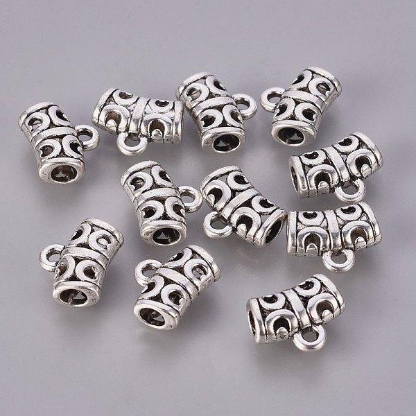 PandaHall Tibetan Style Alloy Hangers, Cadmium Free & Lead Free, Bail Beads, Tube, Antique Silver, 10x12x6mm, Hole: 1.5mm Alloy Tube
PandaHall Tibetan Style Alloy Hangers, Cadmium Free & Lead Free, Bail Beads, Tube, Antique Silver, 10x12x6mm, Hole: 1.5mm Alloy Tube