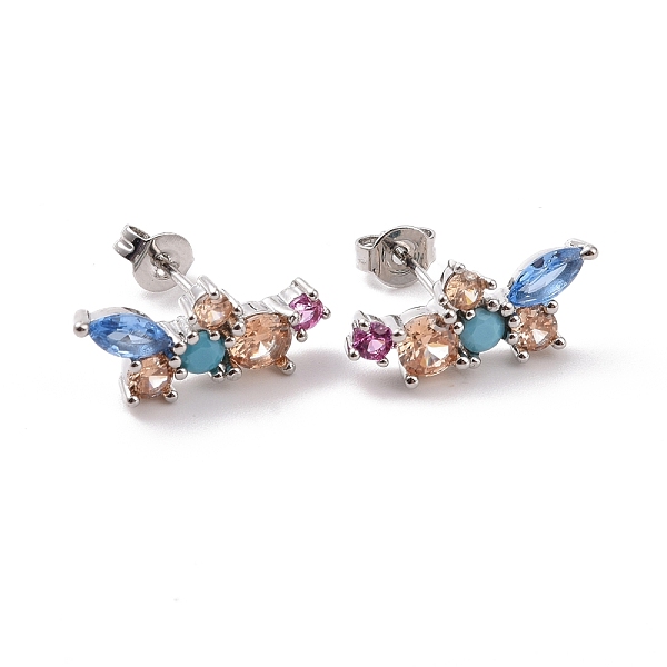 PandaHall Colorful Cubic Zirconia Flower Stud Earrings, Rack Plating Brass Jewelry for Women, Cadmium Free & Lead Free, Platinum, 7x17mm...
PandaHall Colorful Cubic Zirconia Flower Stud Earrings, Rack Plating Brass Jewelry for Women, Cadmium Free & Lead Free, Platinum, 7x17mm...