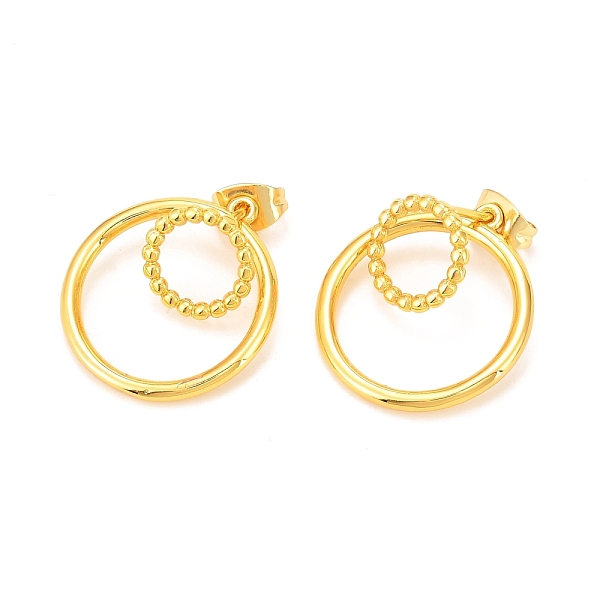 PandaHall Brass Dangle Stud Earrings, Long-Lasting Plated, Double Round Ring, Real 18K Gold Plated, 21x19mm, Pin: 0.6mm Brass Ring
PandaHall Brass Dangle Stud Earrings, Long-Lasting Plated, Double Round Ring, Real 18K Gold Plated, 21x19mm, Pin: 0.6mm Brass Ring