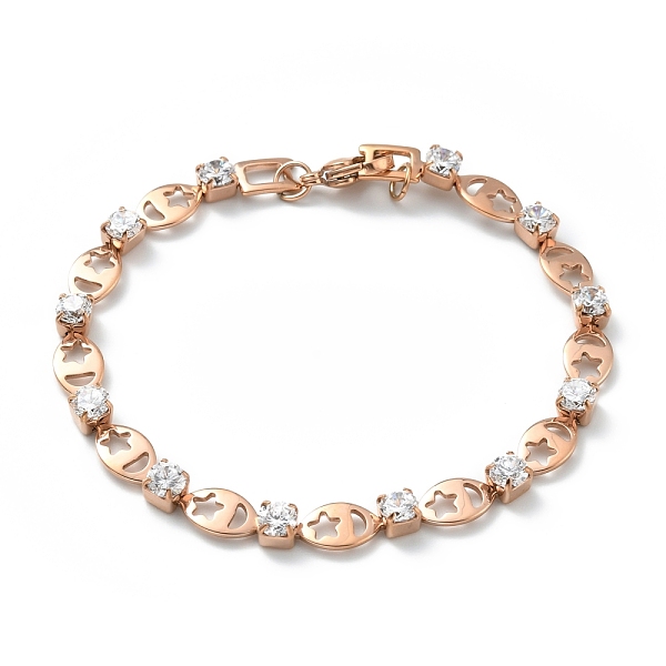 PandaHall Crystal Cubic Zirconia Tennis Bracelet, Ion Plating(IP) 304 Stainless Steel Oval with Moon and Star Link Chains Bracelet for Women...
PandaHall Crystal Cubic Zirconia Tennis Bracelet, Ion Plating(IP) 304 Stainless Steel Oval with Moon and Star Link Chains Bracelet for Women...
