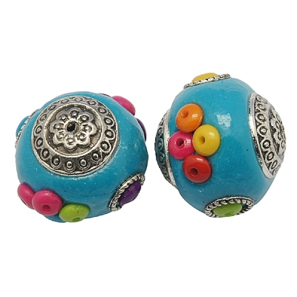 PandaHall Handmade Indonesia Beads, with Brass Core, Round, Sky Blue, Size: about 24mm wide, 21mm long, hole: 1.5mm. Polymer Clay Round Blue
PandaHall Handmade Indonesia Beads, with Brass Core, Round, Sky Blue, Size: about 24mm wide, 21mm long, hole: 1.5mm. Polymer Clay Round Blue