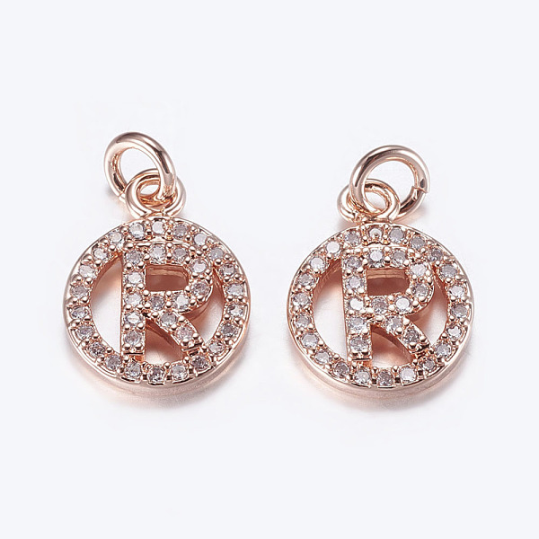 PandaHall Brass Micro Pave Cubic Zirconia Pendants, Cadmium Free & Lead Free, Flat Round, Letter.R, Rose Gold, 16x10x2~2.5mm, Hole: 2.5~3mm...
PandaHall Brass Micro Pave Cubic Zirconia Pendants, Cadmium Free & Lead Free, Flat Round, Letter.R, Rose Gold, 16x10x2~2.5mm, Hole: 2.5~3mm...
