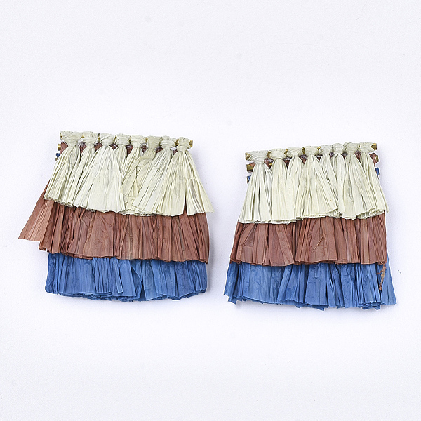 PandaHall Raffia Tassel Pendant Decoration, with Brass Findings, Golden, Steel Blue, 45~47x45~55x5~6mm, Hole: 1.6mm Raffia Blue
PandaHall Raffia Tassel Pendant Decoration, with Brass Findings, Golden, Steel Blue, 45~47x45~55x5~6mm, Hole: 1.6mm Raffia Blue