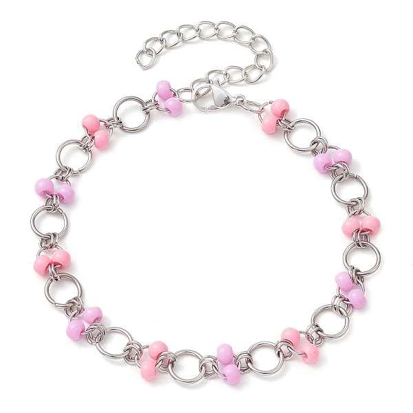 PandaHall Pink & Plum Glass Seed Bead Link Bracelets, 304 Stainless Steel Ring Link Bracelets for Women, Stainless Steel Color, 8-1/4 inch...
PandaHall Pink & Plum Glass Seed Bead Link Bracelets, 304 Stainless Steel Ring Link Bracelets for Women, Stainless Steel Color, 8-1/4 inch...