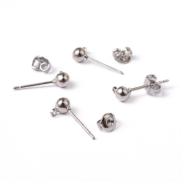 PandaHall Platinum Color Brass Post Earring Findings, with Loop, 15x6mm, Hole: 1mm, Ball: 4mm, Pin: 0.8mm Brass Round
PandaHall Platinum Color Brass Post Earring Findings, with Loop, 15x6mm, Hole: 1mm, Ball: 4mm, Pin: 0.8mm Brass Round