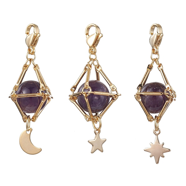 PandaHall Natural Amethyst Brass Pendant Decorations, Diamond with Star & Moon, 48~52mm, 3pcs/set Amethyst Diamond
PandaHall Natural Amethyst Brass Pendant Decorations, Diamond with Star & Moon, 48~52mm, 3pcs/set Amethyst Diamond