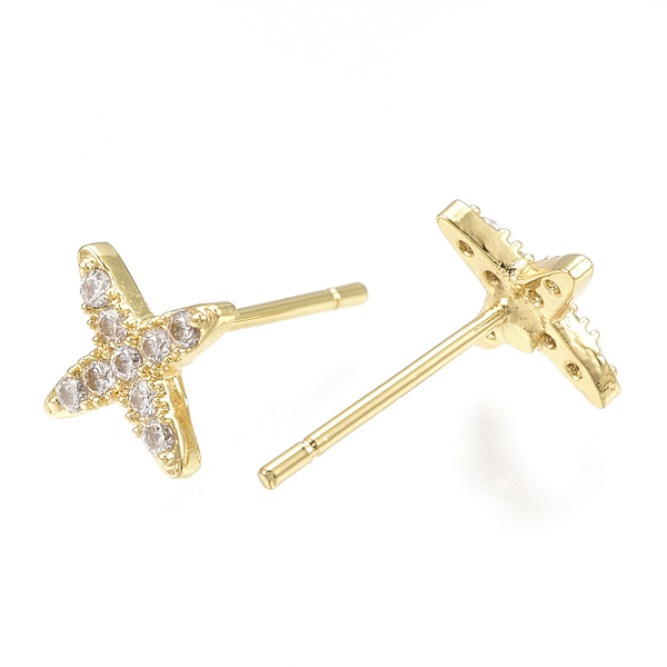 PandaHall Brass Ear Studs, with Cubic Zirconia, Star, Real 18K Gold Plated, 6.5x6.5mm, Pin: 0.8mm Cubic Zirconia Clear
PandaHall Brass Ear Studs, with Cubic Zirconia, Star, Real 18K Gold Plated, 6.5x6.5mm, Pin: 0.8mm Cubic Zirconia Clear