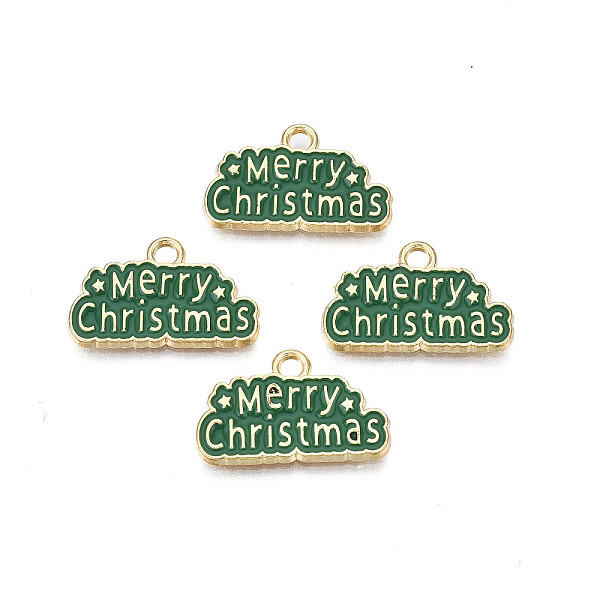 PandaHall Rack Plating Alloy Enamel Pendants, Cadmium Free & Nickel Free & Lead Free, Light Gold, Word Merry Christmas, Dark Green...
PandaHall Rack Plating Alloy Enamel Pendants, Cadmium Free & Nickel Free & Lead Free, Light Gold, Word Merry Christmas, Dark Green...