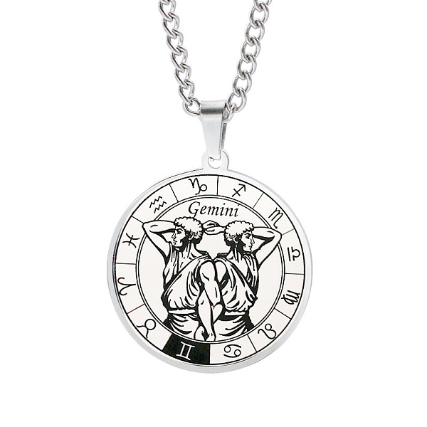 PandaHall Unisex 201 Stainless Steel Constellation Pendant Necklaces, with Curb Chains, Laser Engraved Pattern, Flat Round, Gemini, 13.19...
PandaHall Unisex 201 Stainless Steel Constellation Pendant Necklaces, with Curb Chains, Laser Engraved Pattern, Flat Round, Gemini, 13.19...