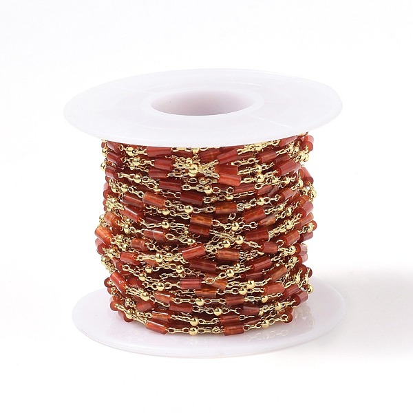 PandaHall Natural Agate Handmade Beaded Chains, with Brass Eye Pins, Real 18K Gold Plated, Soldered, Column, with Spool, Gemstone Link...
PandaHall Natural Agate Handmade Beaded Chains, with Brass Eye Pins, Real 18K Gold Plated, Soldered, Column, with Spool, Gemstone Link...