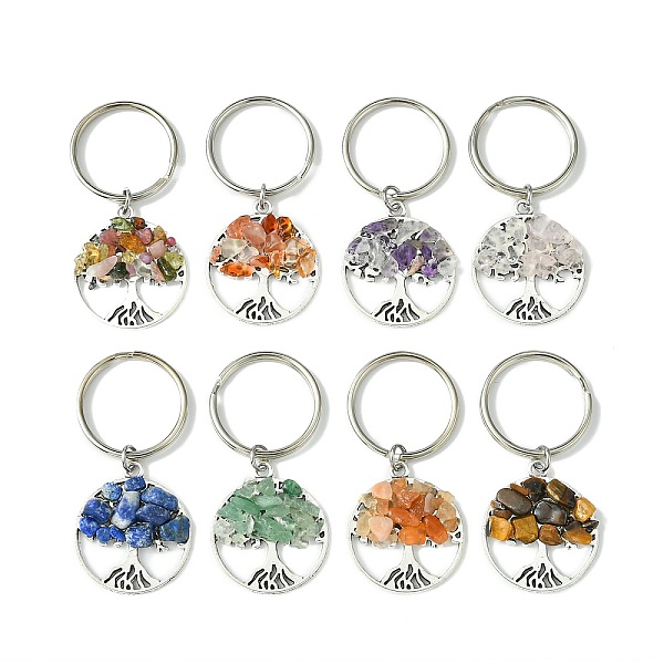 PandaHall Tibetan Style Alloy & Natural Mixed Gemstone Chips Pendant Keychain, with Iron Split Rings, Flat Round with Tree of Life, Antique...
PandaHall Tibetan Style Alloy & Natural Mixed Gemstone Chips Pendant Keychain, with Iron Split Rings, Flat Round with Tree of Life, Antique...