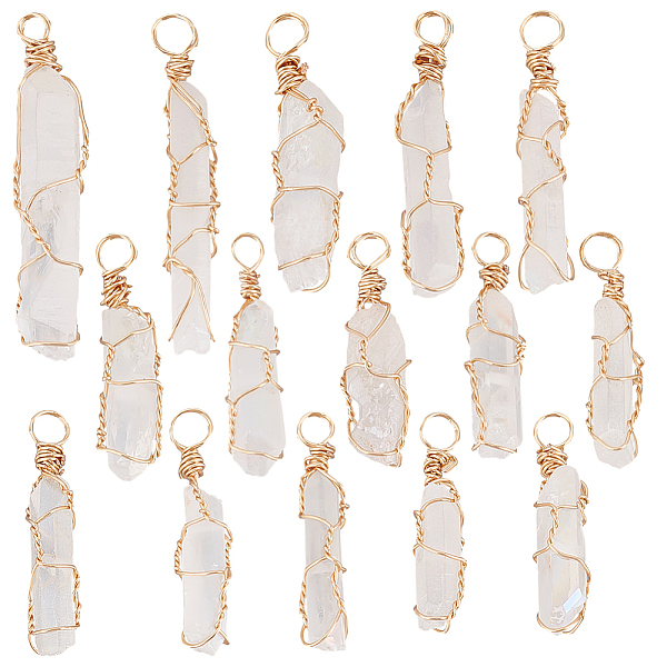 PandaHall 15Pcs Natural Quartz Crystal Pendants, Rock Crystal Pendants, Light Gold Plated Copper Wire Wrapped Nuggets Charms, Faceted...
PandaHall 15Pcs Natural Quartz Crystal Pendants, Rock Crystal Pendants, Light Gold Plated Copper Wire Wrapped Nuggets Charms, Faceted...