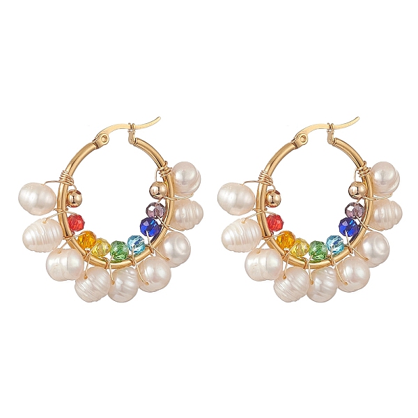 PandaHall Glass & Natural Pearl Beaded Hoop Earrings, Light Gold 304 Stainless Steel Wire Wrap Jewelry for Women, Colorful...
PandaHall Glass & Natural Pearl Beaded Hoop Earrings, Light Gold 304 Stainless Steel Wire Wrap Jewelry for Women, Colorful...