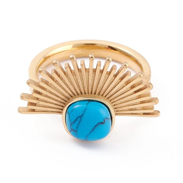 PandaHall Ion Plating(IP) 304 Stainless Steel Finger Rings, with Synthetic Turquoise Round Bead, Fan, Golden, Size 6~9, 3mm, Inner Diameter...
PandaHall Ion Plating(IP) 304 Stainless Steel Finger Rings, with Synthetic Turquoise Round Bead, Fan, Golden, Size 6~9, 3mm, Inner Diameter...