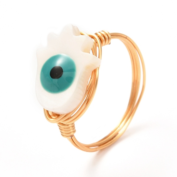 PandaHall Hamsa Hand /Hand of Miriam Evil Eye Natural Shell Finger Rings for Girl Women, Golden Brass Rings, White, US Size 8(18.1mm)...
PandaHall Hamsa Hand /Hand of Miriam Evil Eye Natural Shell Finger Rings for Girl Women, Golden Brass Rings, White, US Size 8(18.1mm)...