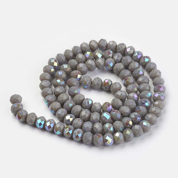 PandaHall Electroplate Opaque Solid Color Glass Beads Strands, Half Rainbow Plated, Faceted, Rondelle, Gray, 6x5mm, Hole: 1mm, about...
PandaHall Electroplate Opaque Solid Color Glass Beads Strands, Half Rainbow Plated, Faceted, Rondelle, Gray, 6x5mm, Hole: 1mm, about...