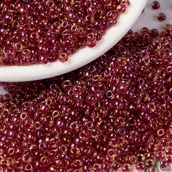 PandaHall MIYUKI Round Rocailles Beads, Japanese Seed Beads, 8/0, (RR363) Light CranbeRRy Lined Topaz Luster, 3mm, Hole: 1.1mm, about..., Brown
PandaHall MIYUKI Round Rocailles Beads, Japanese Seed Beads, 8/0, (RR363) Light CranbeRRy Lined Topaz Luster, 3mm, Hole: 1.1mm, about..., Brown