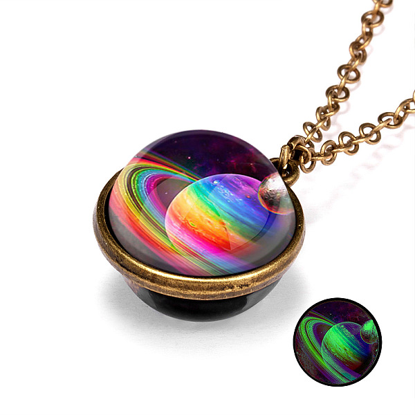 PandaHall Luminous Glass Planet Pendant Necklace with Antique Golden Alloy Chains, Colorful, 19.69 inch(50cm) Alloy Planet
PandaHall Luminous Glass Planet Pendant Necklace with Antique Golden Alloy Chains, Colorful, 19.69 inch(50cm) Alloy Planet