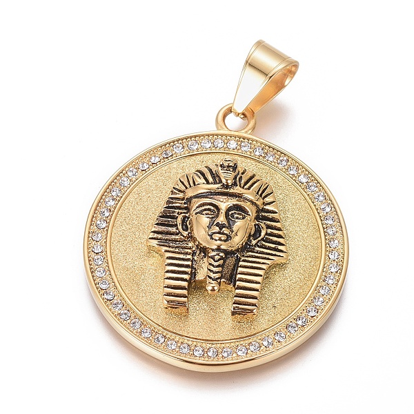 PandaHall Ion Plating(IP) 304 Stainless Steel Enamel Pendants, with Rhinestone, Flat Round with Egyptian Pharaoh, Golden & Antique Golden..., Clear
PandaHall Ion Plating(IP) 304 Stainless Steel Enamel Pendants, with Rhinestone, Flat Round with Egyptian Pharaoh, Golden & Antique Golden..., Clear