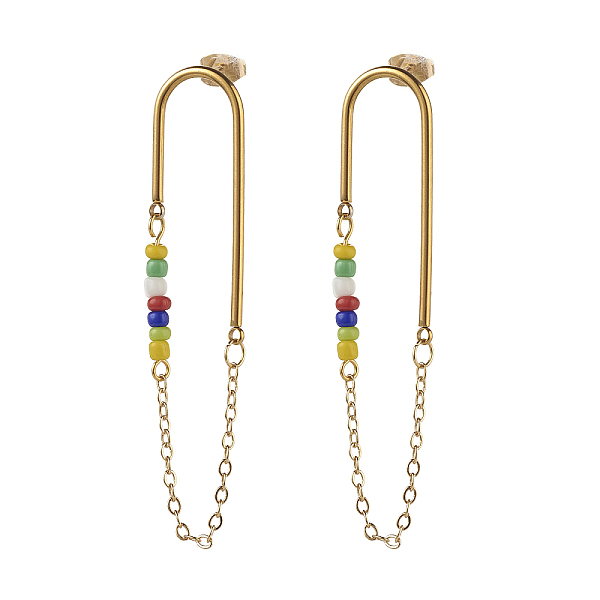 PandaHall Chain Tassel with Glass Seed Beads Dangle Stud Earrings for Girl Women, 304 Stainless Steel Earrings, Golden, Colorful...
PandaHall Chain Tassel with Glass Seed Beads Dangle Stud Earrings for Girl Women, 304 Stainless Steel Earrings, Golden, Colorful...