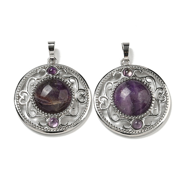 PandaHall Natural Amethyst Pendants, Rack Plating Brass Hollow Flat Round Charms, Cadmium Free & Lead Free, Platinum, 36.5x33x9.5mm, Hole...
PandaHall Natural Amethyst Pendants, Rack Plating Brass Hollow Flat Round Charms, Cadmium Free & Lead Free, Platinum, 36.5x33x9.5mm, Hole...