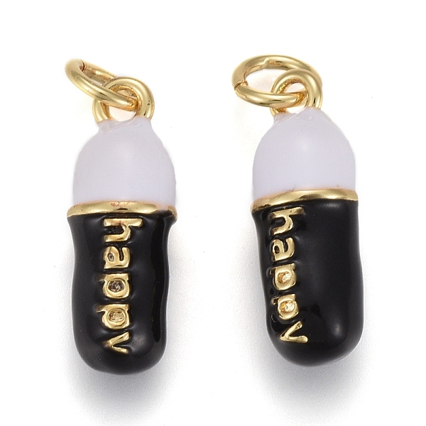 PandaHall Brass Enamel Pendants, with Jump Rings, Long-Lasting Plated, Pill Bar Shape with Word Happy, Black, Real 18K Gold Plated, 17x6mm...
PandaHall Brass Enamel Pendants, with Jump Rings, Long-Lasting Plated, Pill Bar Shape with Word Happy, Black, Real 18K Gold Plated, 17x6mm...