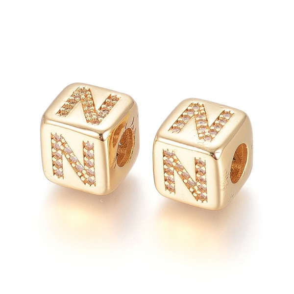 PandaHall Brass Micro Pave Cubic Zirconia European Beads, Horizontal Hole, Large Hole Beads, Long-Lasting Plated, Cube with Letter, Golden..., Clear
PandaHall Brass Micro Pave Cubic Zirconia European Beads, Horizontal Hole, Large Hole Beads, Long-Lasting Plated, Cube with Letter, Golden..., Clear