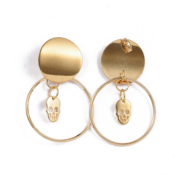 PandaHall 304 Stainless Steel Dangle Stud Earrings, with Ear Nuts and Brass Rings & Pendants, Skull, Golden, 46~47mm, Pin: 0.8mm 304..., Gold
PandaHall 304 Stainless Steel Dangle Stud Earrings, with Ear Nuts and Brass Rings & Pendants, Skull, Golden, 46~47mm, Pin: 0.8mm 304..., Gold