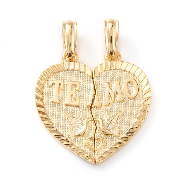 PandaHall Brass Split Pendants, Long-Lasting Plated, Heart with Bird & Word TEAMO, Real 18K Gold Plated, 25x12x2mm, Hole: 6x3mm, 2pcs/set...
PandaHall Brass Split Pendants, Long-Lasting Plated, Heart with Bird & Word TEAMO, Real 18K Gold Plated, 25x12x2mm, Hole: 6x3mm, 2pcs/set...