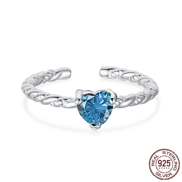 PandaHall Rhodium Plated 925 Sterling Silver Twist Open Finger Rings, Birthstone Ring, with Cubic Zirconia for Women, Heart Cuff Ring, Real..., Blue
PandaHall Rhodium Plated 925 Sterling Silver Twist Open Finger Rings, Birthstone Ring, with Cubic Zirconia for Women, Heart Cuff Ring, Real..., Blue