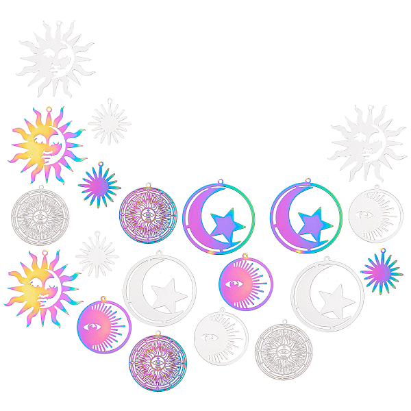 PandaHall SUNNYCLUE 20Pcs 5 Styles 201 Stainless Steel Filigree Pendants, Etched Metal Embellishments, Moon & Star, Mixed Color, 2 colors...
PandaHall SUNNYCLUE 20Pcs 5 Styles 201 Stainless Steel Filigree Pendants, Etched Metal Embellishments, Moon & Star, Mixed Color, 2 colors...